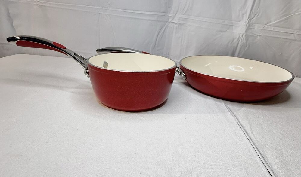 Tramontina Deluxe Ceramic Nonstick 1O In Fry Pan 1.5 Qt Sauce Pot SET Made Italy